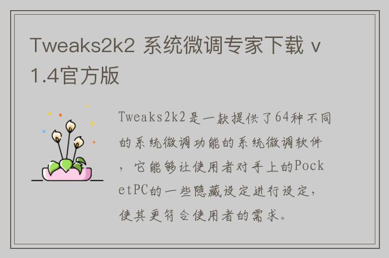 Tweaks2k2 系统微调专家下载 v1.4官方版