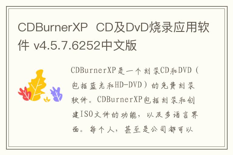 CDBurnerXP  CD及DvD烧录应用软件 v4.5.7.6252中文版