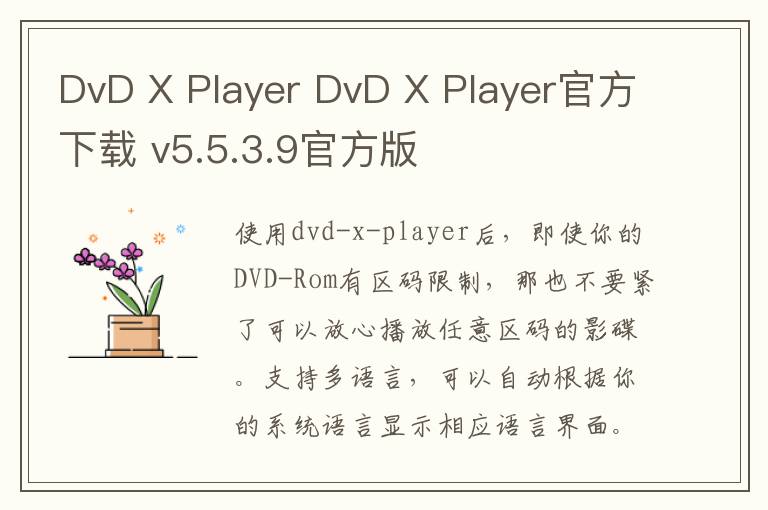 DvD X Player DvD X Player官方下载 v5.5.3.9官方版