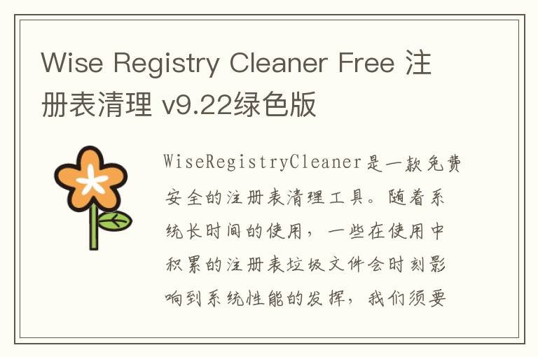 Wise Registry Cleaner Free 注册表清理 v9.22绿色版