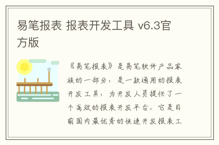 易笔报表 报表开发工具 v6.3官方版
