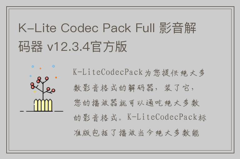 K-Lite Codec Pack Full 影音解码器 v12.3.4官方版