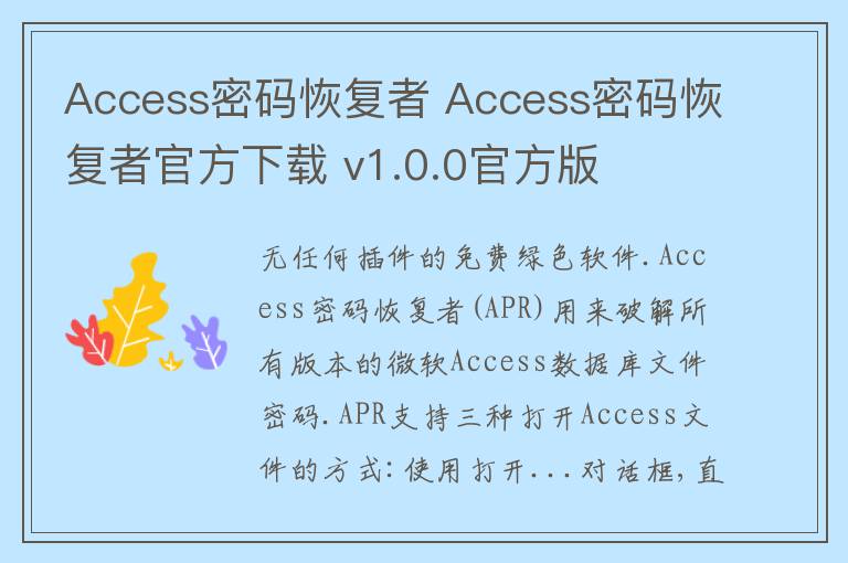 Access密码恢复者 Access密码恢复者官方下载 v1.0.0官方版