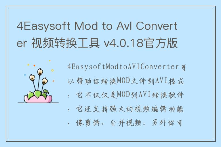 4Easysoft Mod to AvI Converter 视频转换工具 v4.0.18官方版