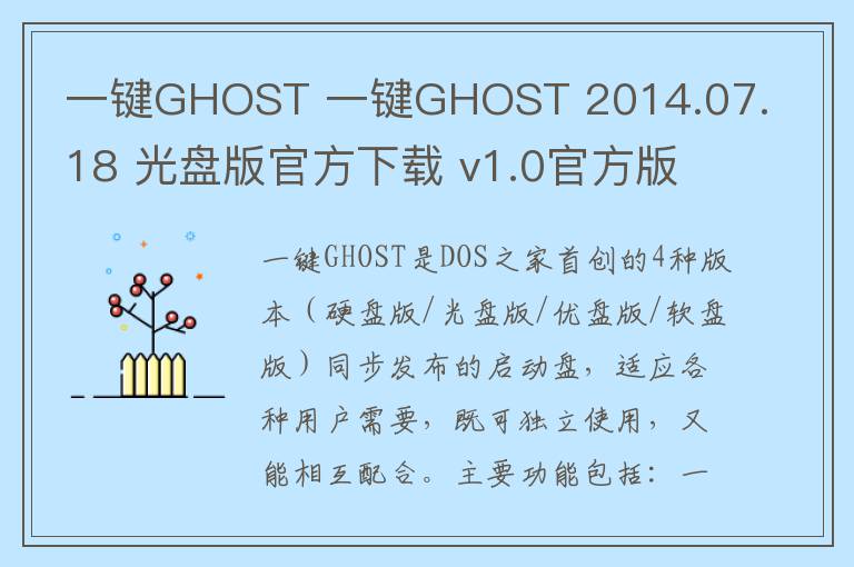 一键GHOST 一键GHOST 2014.07.18 光盘版官方下载 v1.0官方版