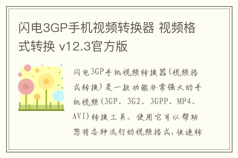 闪电3GP手机视频转换器 视频格式转换 v12.3官方版