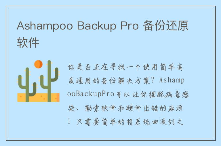 Ashampoo Backup Pro 备份还原软件