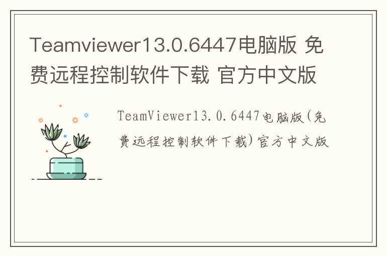 Teamviewer13.0.6447电脑版 免费远程控制软件下载 官方中文版