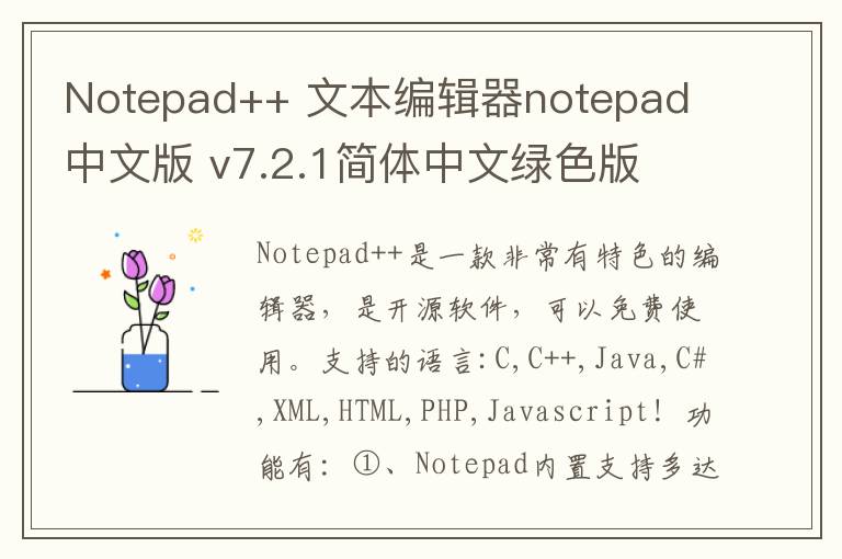 Notepad++ 文本编辑器notepad 中文版 v7.2.1简体中文绿色版