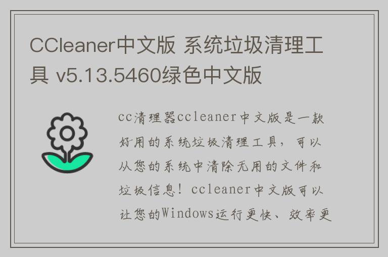 CCleaner中文版 系统垃圾清理工具 v5.13.5460绿色中文版