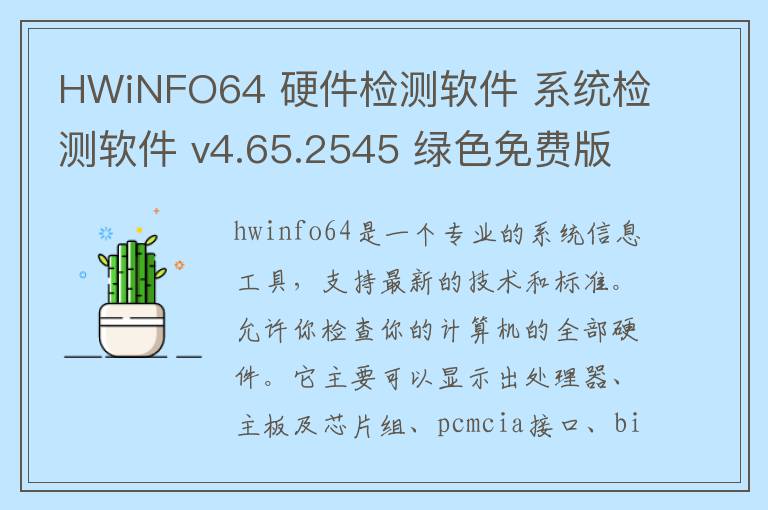 HWiNFO64 硬件检测软件 系统检测软件 v4.65.2545 绿色免费版
