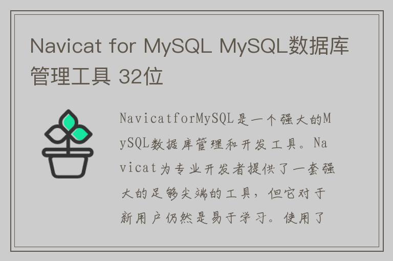 Navicat for MySQL MySQL数据库管理工具 32位