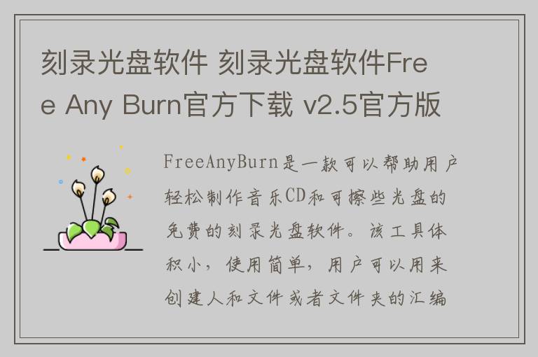 刻录光盘软件 刻录光盘软件Free Any Burn官方下载 v2.5官方版