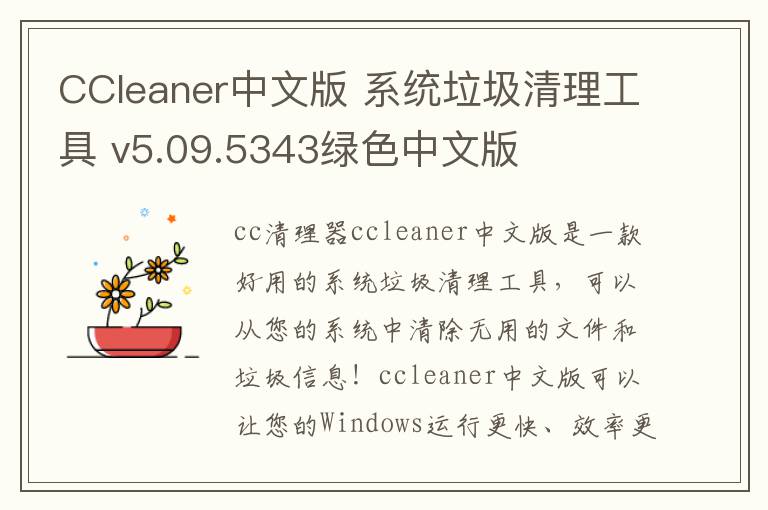 CCleaner中文版 系统垃圾清理工具 v5.09.5343绿色中文版