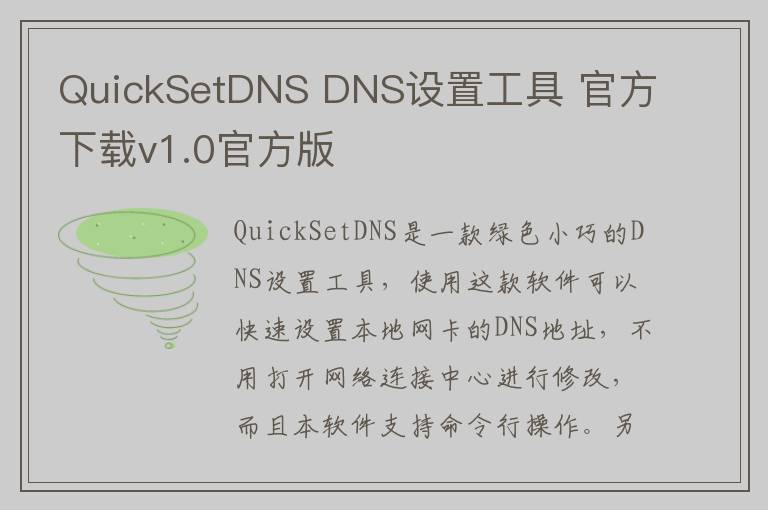 QuickSetDNS DNS设置工具 官方下载v1.0官方版
