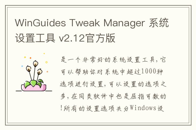 WinGuides Tweak Manager 系统设置工具 v2.12官方版