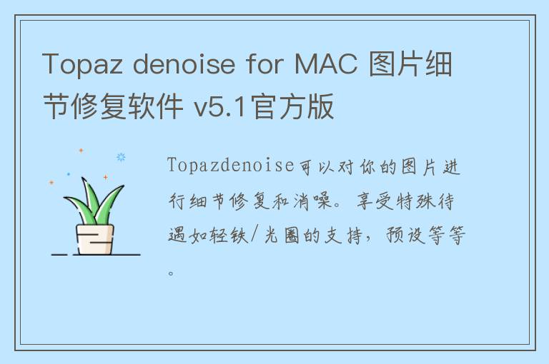 Topaz denoise for MAC 图片细节修复软件 v5.1官方版