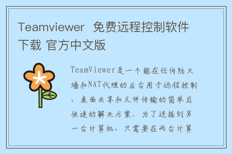Teamviewer  免费远程控制软件下载 官方中文版