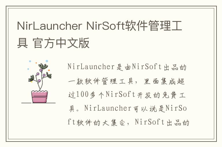NirLauncher NirSoft软件管理工具 官方中文版