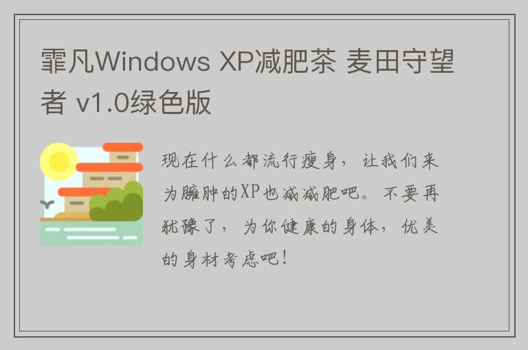 霏凡Windows XP减肥茶 麦田守望者 v1.0绿色版